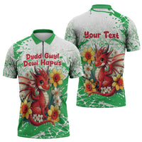 Wales Saint David’s Day Personalized Zipper Polo Shirt Funny Welsh Dragon Daffodil - Wonder Print Shop