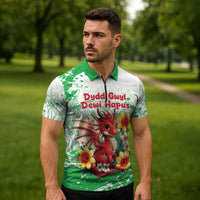 Wales Saint David’s Day Personalized Zipper Polo Shirt Funny Welsh Dragon Daffodil - Wonder Print Shop