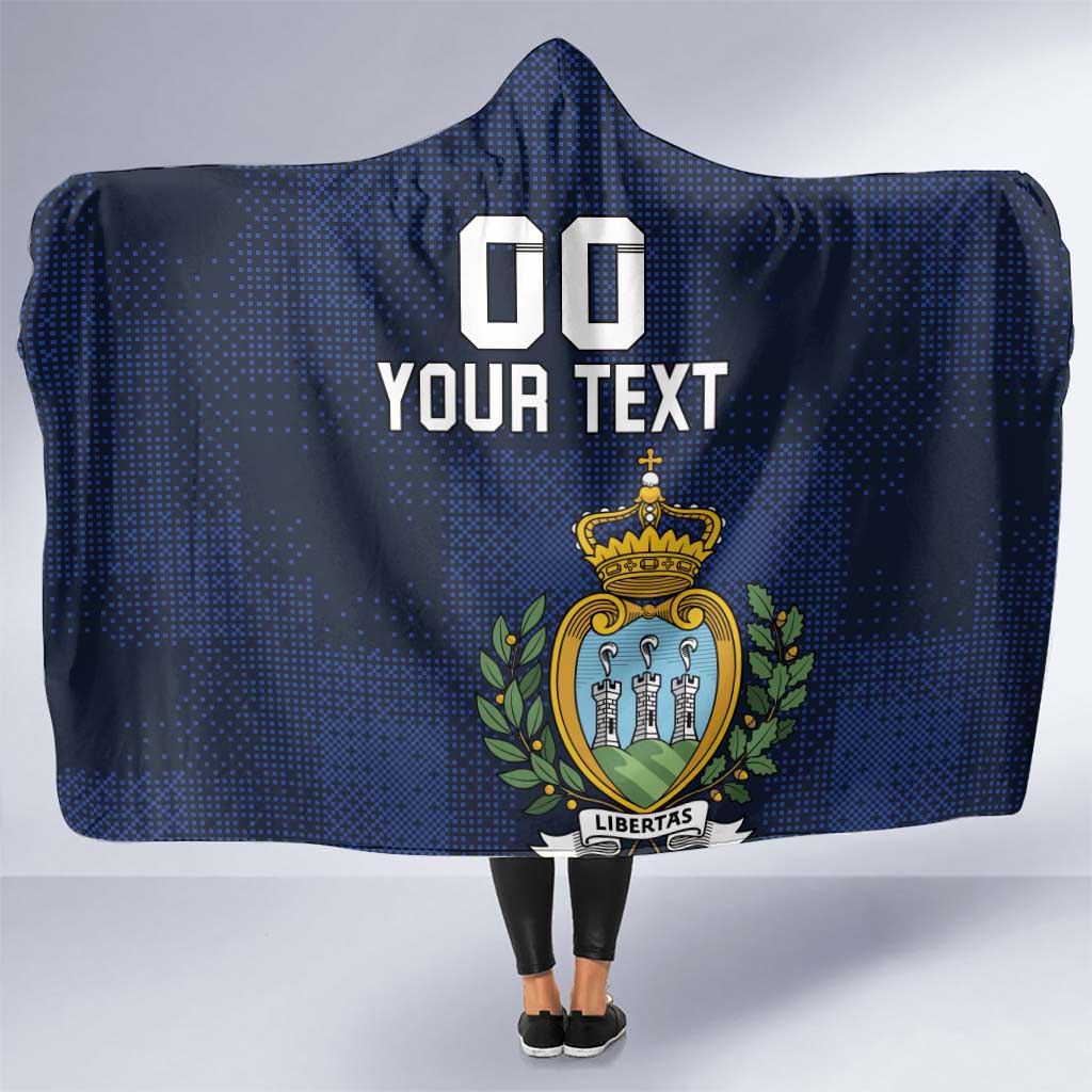 Custom San Marino Football Hooded Blanket La Serenissima Pixellated Pattern