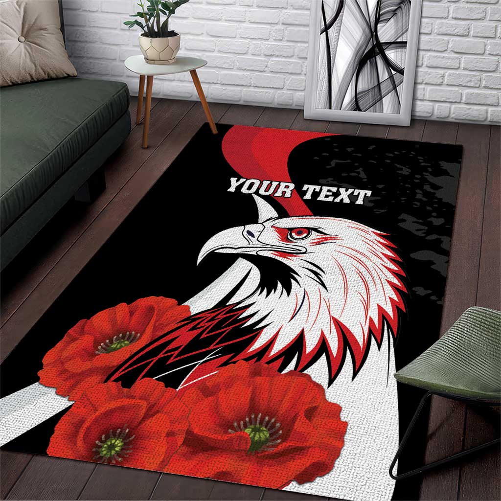 Personalized Poland Eagle Area Rug Rzeczpospolita Polska Poppy Flower
