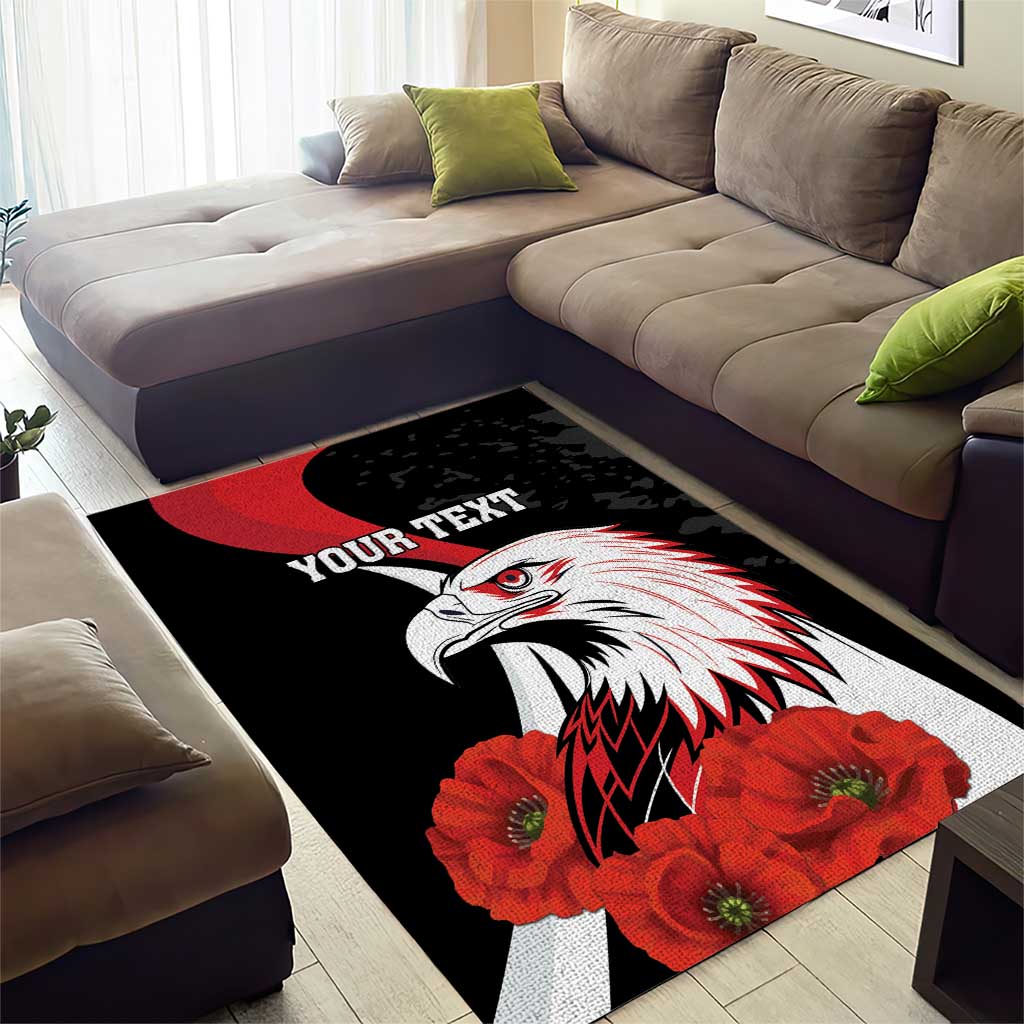 Personalized Poland Eagle Area Rug Rzeczpospolita Polska Poppy Flower