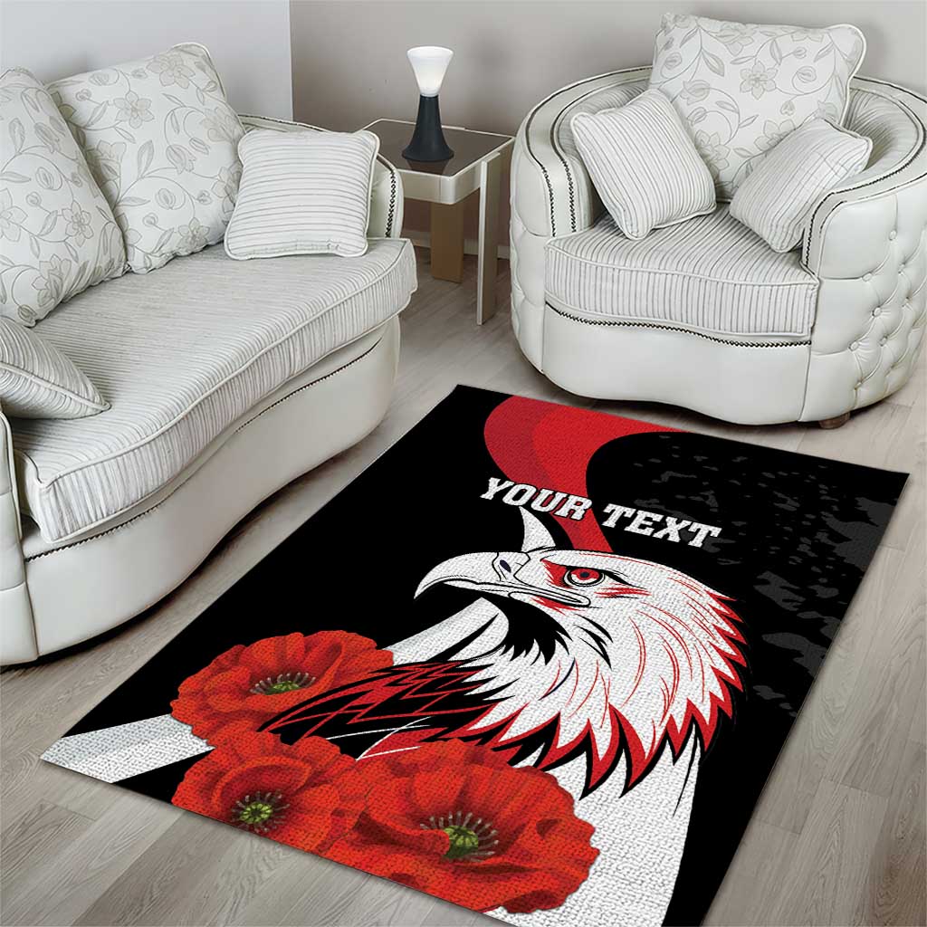Personalized Poland Eagle Area Rug Rzeczpospolita Polska Poppy Flower
