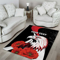 Personalized Poland Eagle Area Rug Rzeczpospolita Polska Poppy Flower