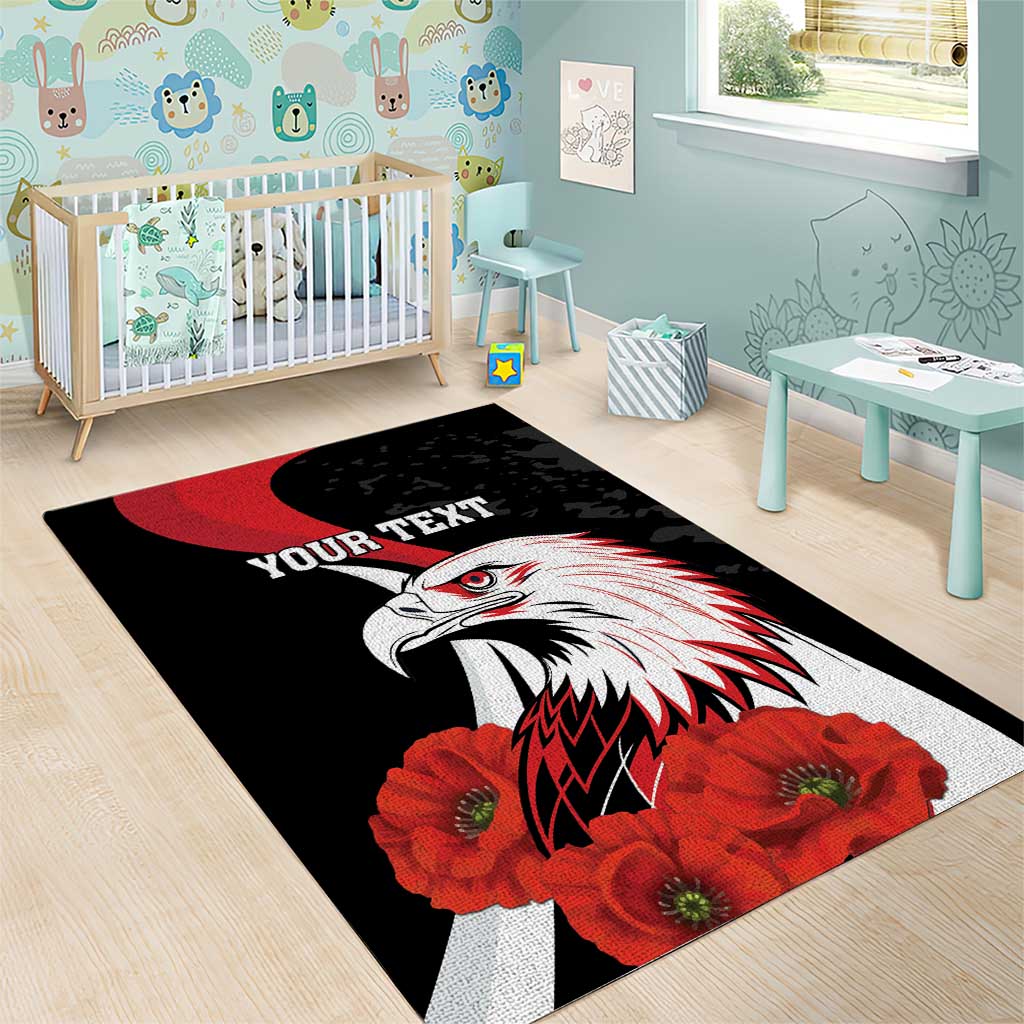 Personalized Poland Eagle Area Rug Rzeczpospolita Polska Poppy Flower