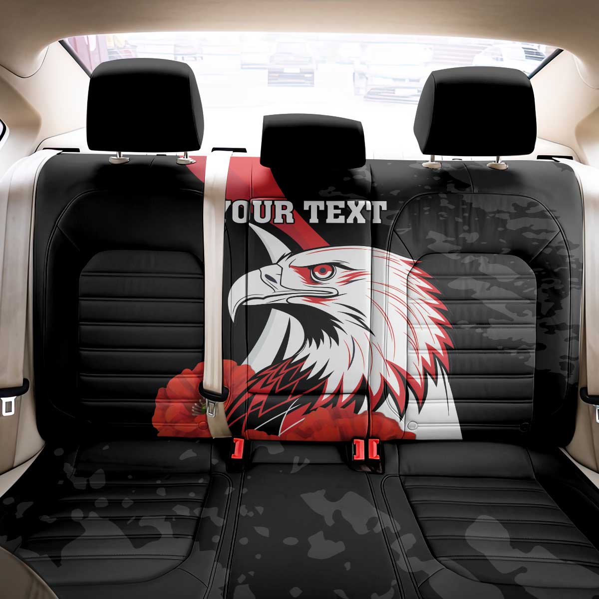 Personalized Poland Eagle Back Car Seat Cover Rzeczpospolita Polska Poppy Flower