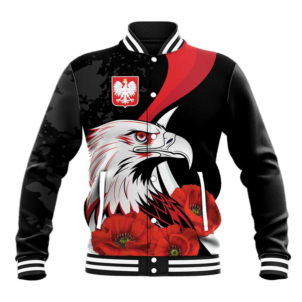 Personalized Poland Eagle Baseball Jacket Rzeczpospolita Polska Poppy Flower