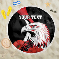 Personalized Poland Eagle Beach Blanket Rzeczpospolita Polska Poppy Flower