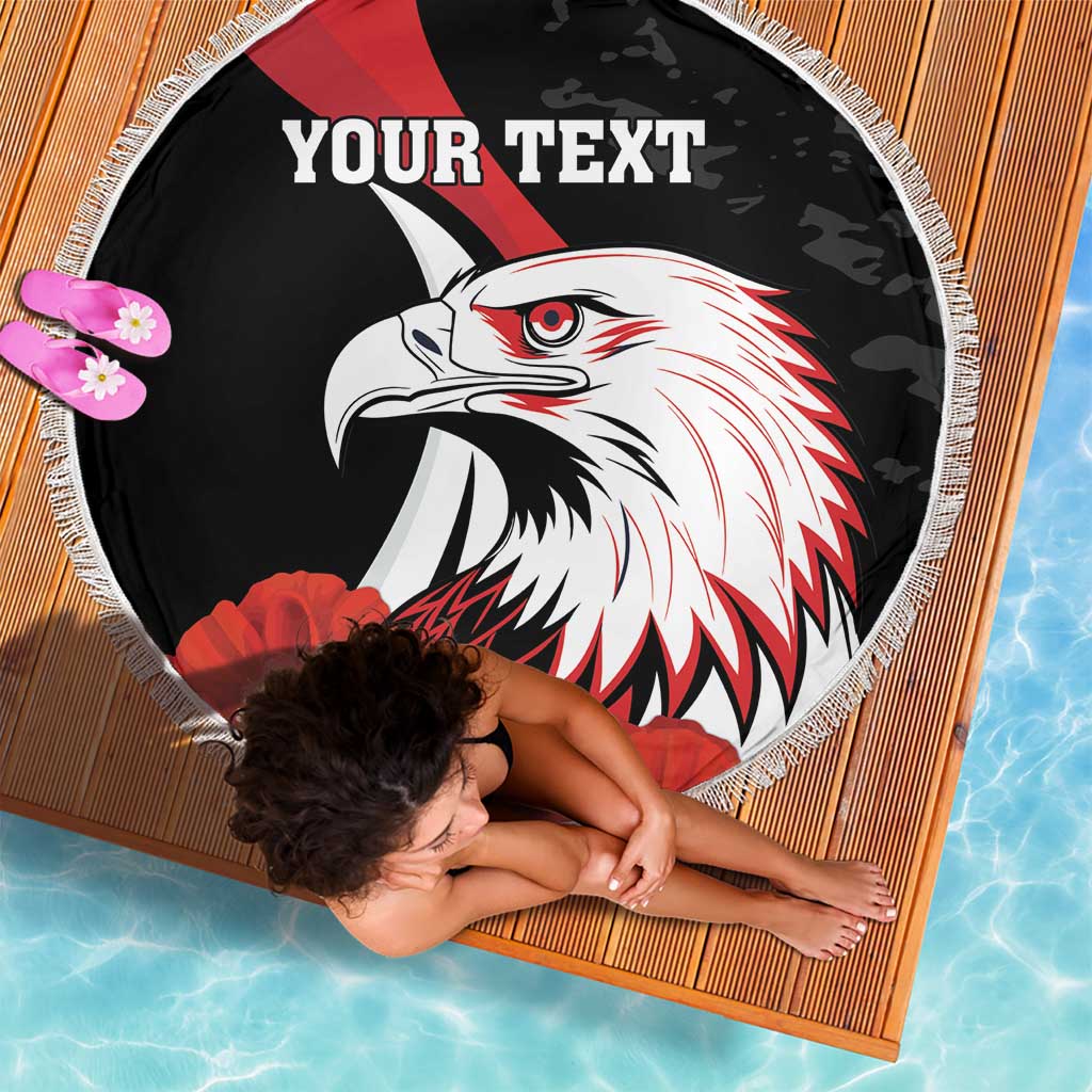 Personalized Poland Eagle Beach Blanket Rzeczpospolita Polska Poppy Flower
