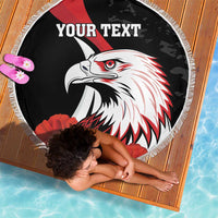 Personalized Poland Eagle Beach Blanket Rzeczpospolita Polska Poppy Flower