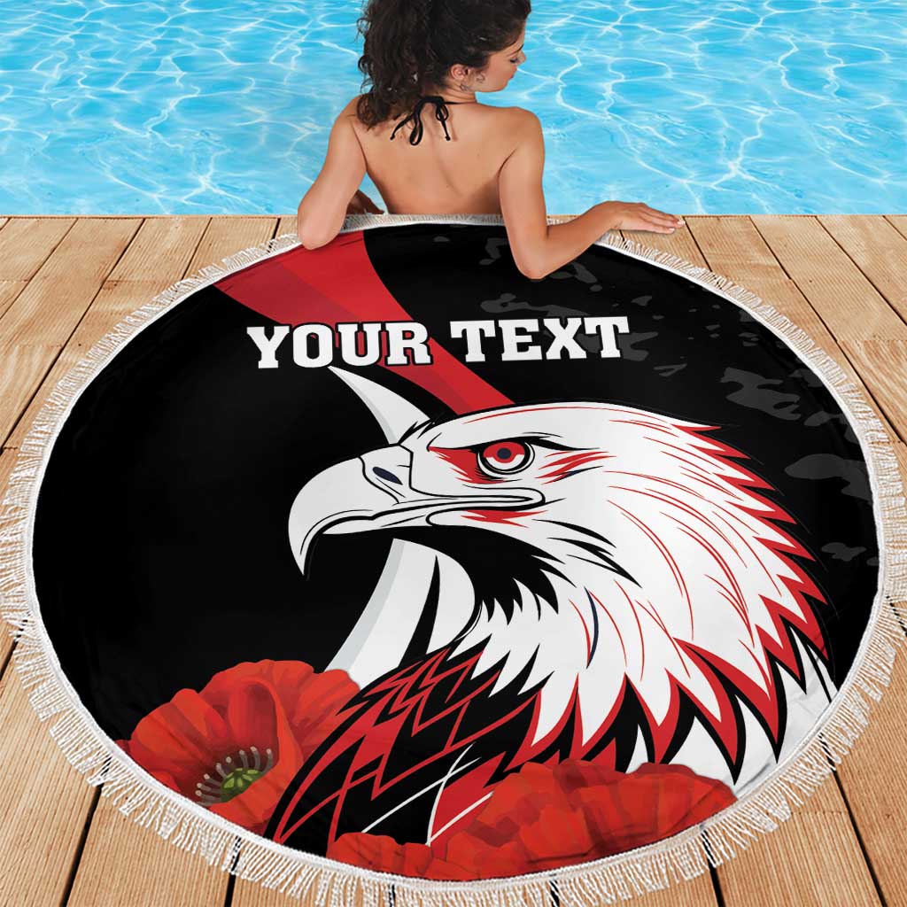 Personalized Poland Eagle Beach Blanket Rzeczpospolita Polska Poppy Flower