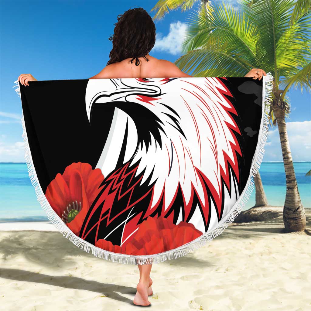 Personalized Poland Eagle Beach Blanket Rzeczpospolita Polska Poppy Flower