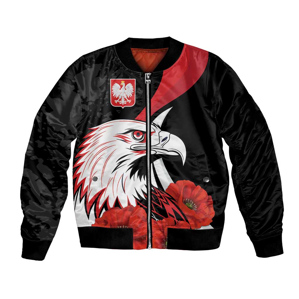 Personalized Poland Eagle Bomber Jacket Rzeczpospolita Polska Poppy Flower
