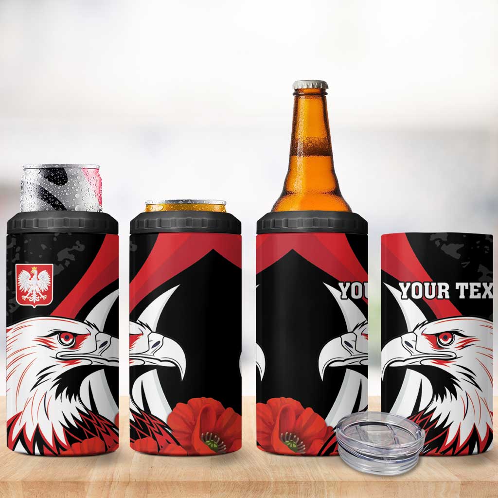 Personalized Poland Eagle 4 in 1 Can Cooler Tumbler Rzeczpospolita Polska Poppy Flower