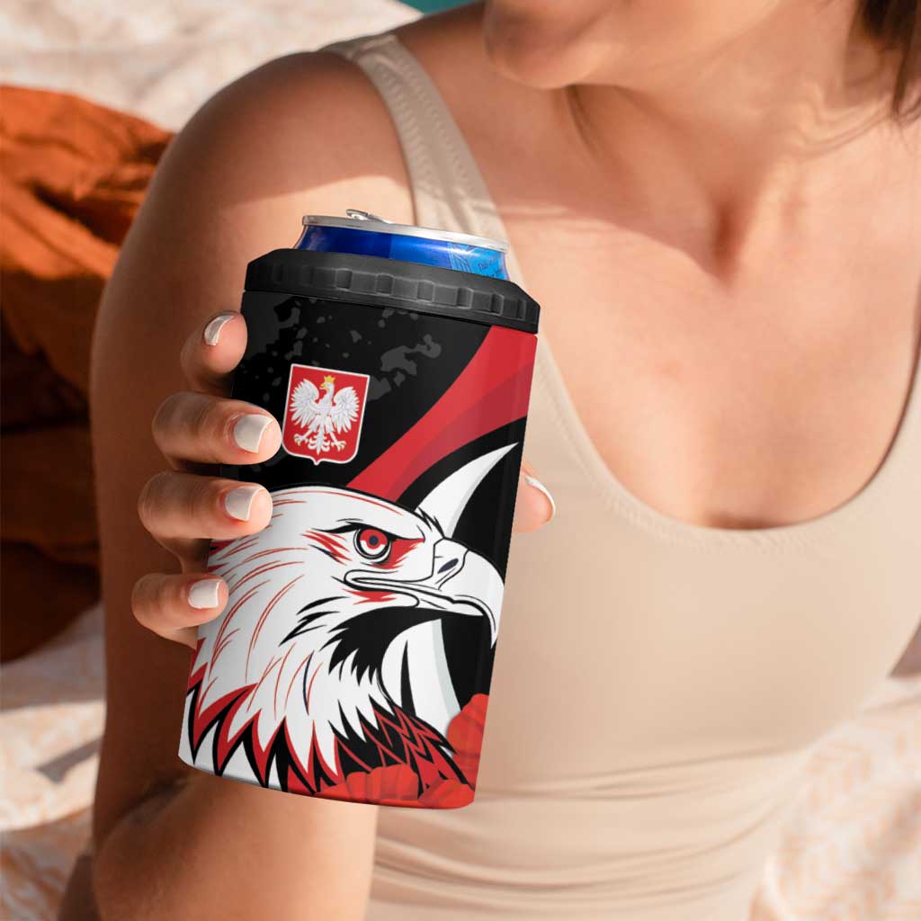 Personalized Poland Eagle 4 in 1 Can Cooler Tumbler Rzeczpospolita Polska Poppy Flower