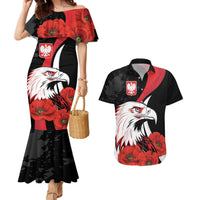 Personalized Poland Eagle Couples Matching Mermaid Dress and Hawaiian Shirt Rzeczpospolita Polska Poppy Flower