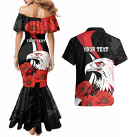 Personalized Poland Eagle Couples Matching Mermaid Dress and Hawaiian Shirt Rzeczpospolita Polska Poppy Flower