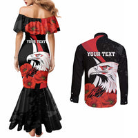 Personalized Poland Eagle Couples Matching Mermaid Dress and Long Sleeve Button Shirt Rzeczpospolita Polska Poppy Flower