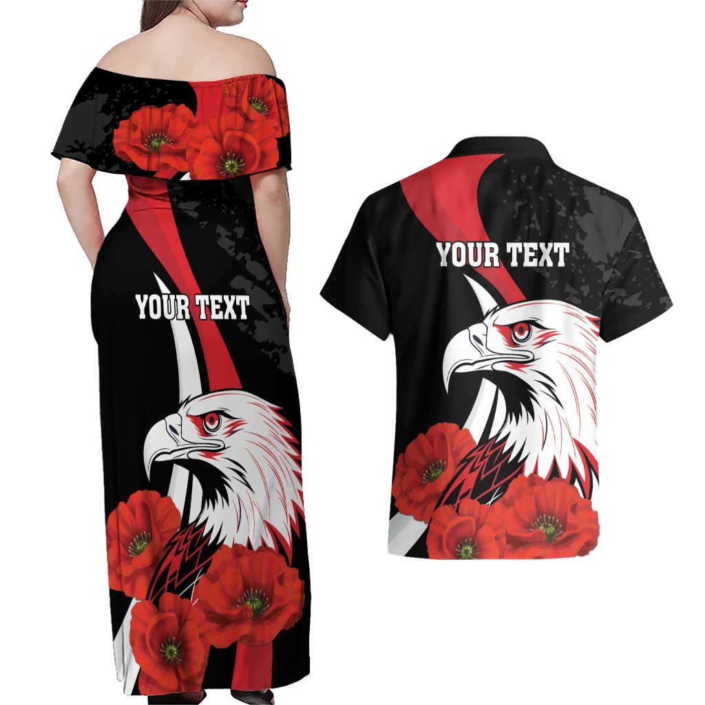 Personalized Poland Eagle Couples Matching Off Shoulder Maxi Dress and Hawaiian Shirt Rzeczpospolita Polska Poppy Flower