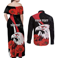 Personalized Poland Eagle Couples Matching Off Shoulder Maxi Dress and Long Sleeve Button Shirt Rzeczpospolita Polska Poppy Flower