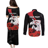 Personalized Poland Eagle Couples Matching Puletasi and Long Sleeve Button Shirt Rzeczpospolita Polska Poppy Flower