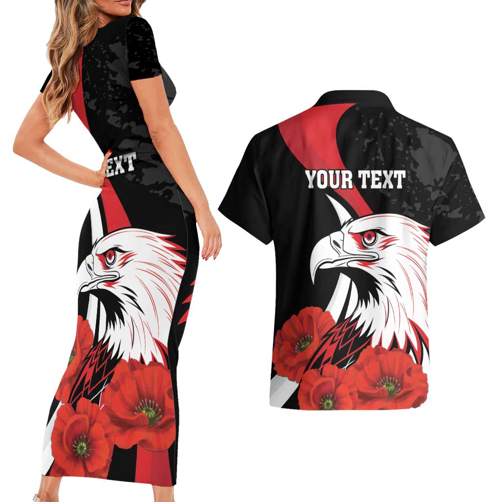Personalized Poland Eagle Couples Matching Short Sleeve Bodycon Dress and Hawaiian Shirt Rzeczpospolita Polska Poppy Flower