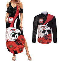 Personalized Poland Eagle Couples Matching Summer Maxi Dress and Long Sleeve Button Shirt Rzeczpospolita Polska Poppy Flower