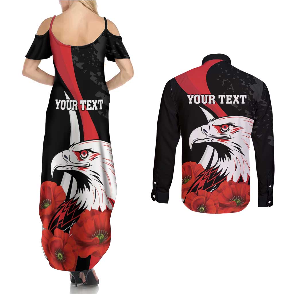 Personalized Poland Eagle Couples Matching Summer Maxi Dress and Long Sleeve Button Shirt Rzeczpospolita Polska Poppy Flower