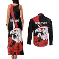 Personalized Poland Eagle Couples Matching Tank Maxi Dress and Long Sleeve Button Shirt Rzeczpospolita Polska Poppy Flower
