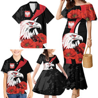 Personalized Poland Eagle Family Matching Mermaid Dress and Hawaiian Shirt Rzeczpospolita Polska Poppy Flower
