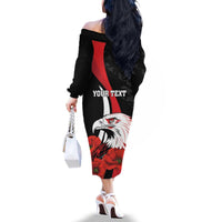 Personalized Poland Eagle Family Matching Off The Shoulder Long Sleeve Dress and Hawaiian Shirt Rzeczpospolita Polska Poppy Flower
