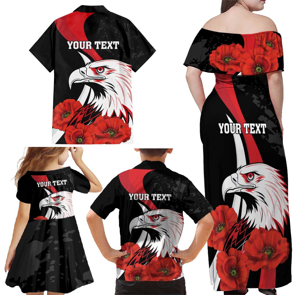 Personalized Poland Eagle Family Matching Off Shoulder Maxi Dress and Hawaiian Shirt Rzeczpospolita Polska Poppy Flower