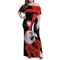 Personalized Poland Eagle Family Matching Off Shoulder Maxi Dress and Hawaiian Shirt Rzeczpospolita Polska Poppy Flower
