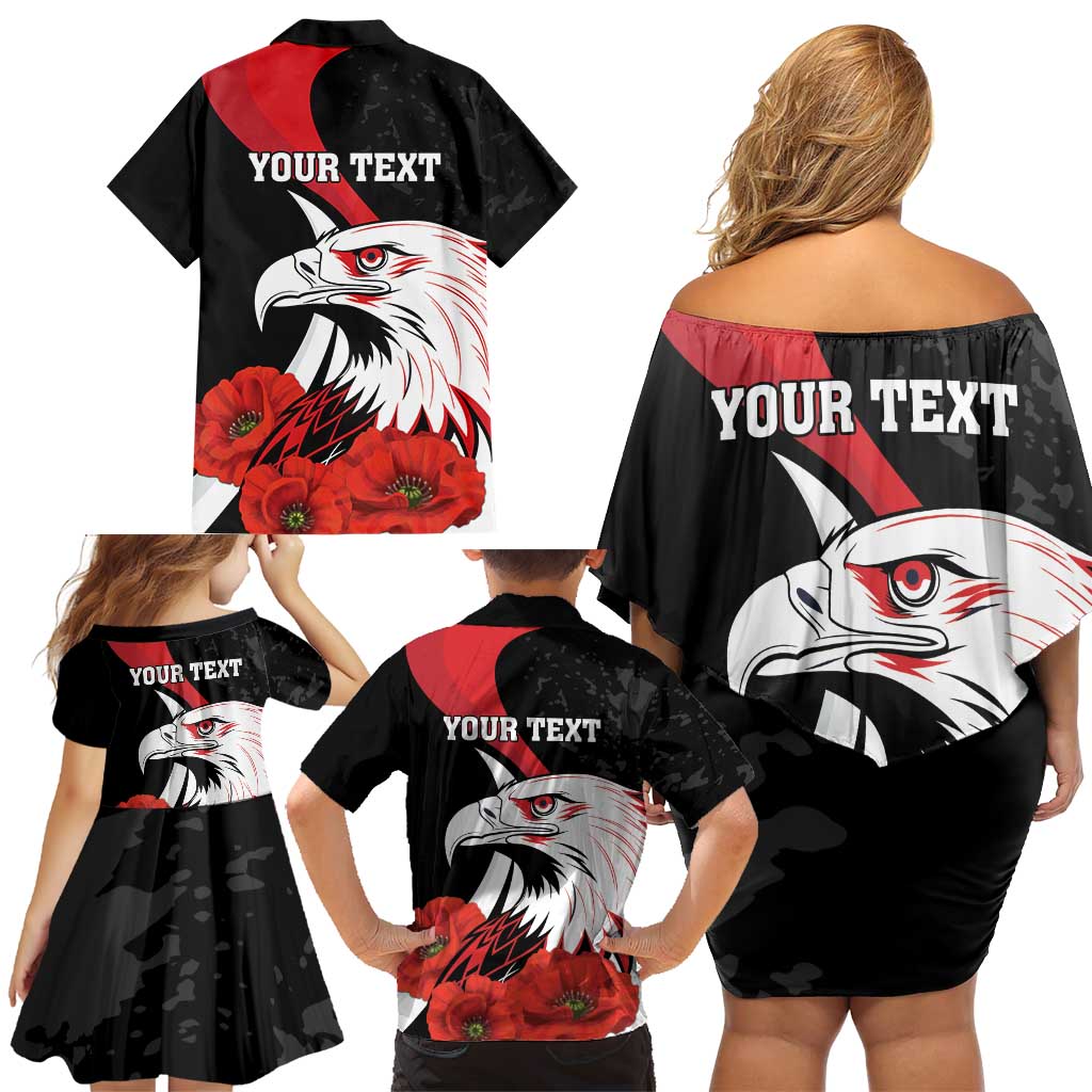 Personalized Poland Eagle Family Matching Off Shoulder Short Dress and Hawaiian Shirt Rzeczpospolita Polska Poppy Flower