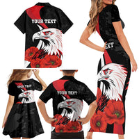 Personalized Poland Eagle Family Matching Short Sleeve Bodycon Dress and Hawaiian Shirt Rzeczpospolita Polska Poppy Flower