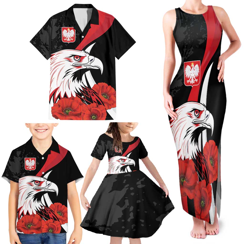 Personalized Poland Eagle Family Matching Tank Maxi Dress and Hawaiian Shirt Rzeczpospolita Polska Poppy Flower