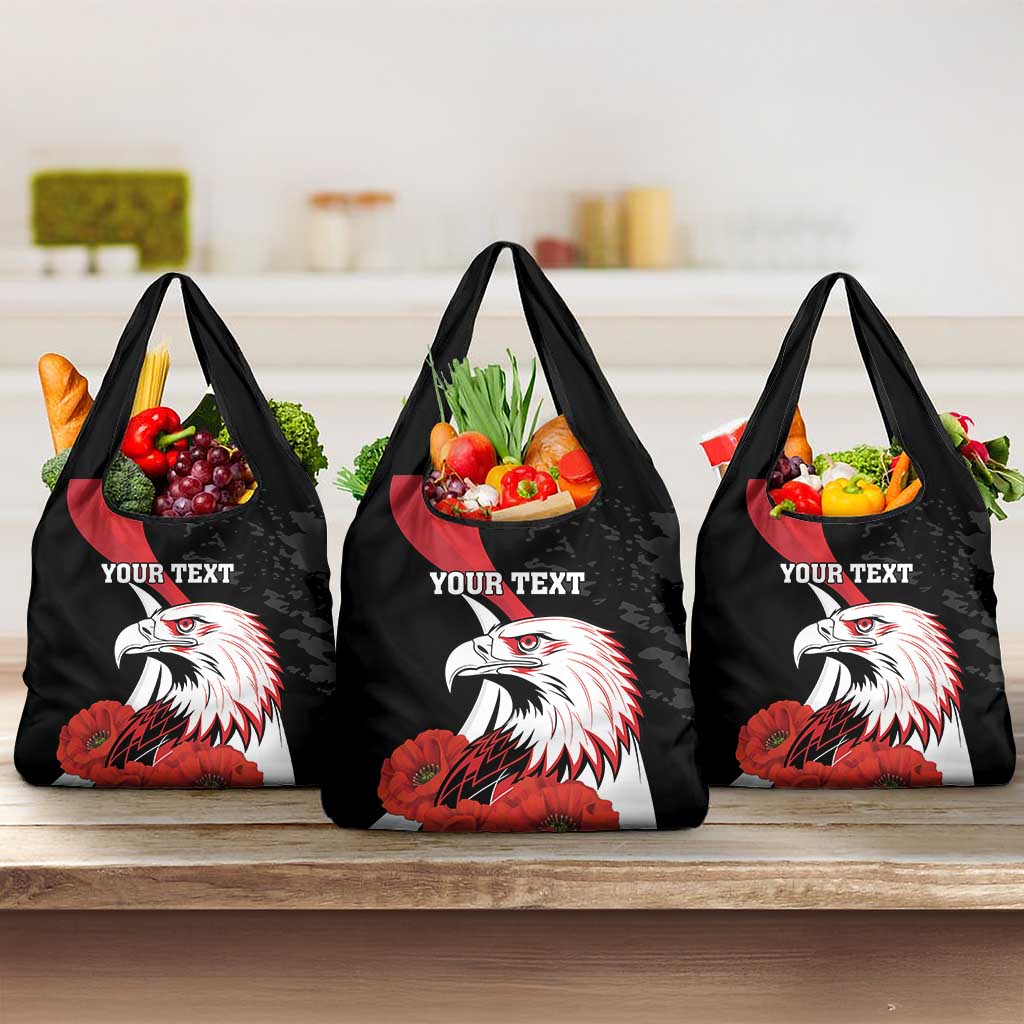 Personalized Poland Eagle Grocery Bag Rzeczpospolita Polska Poppy Flower