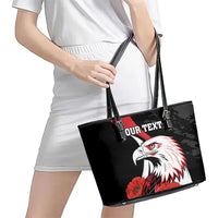 Personalized Poland Eagle Leather Tote Bag Rzeczpospolita Polska Poppy Flower