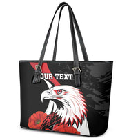 Personalized Poland Eagle Leather Tote Bag Rzeczpospolita Polska Poppy Flower