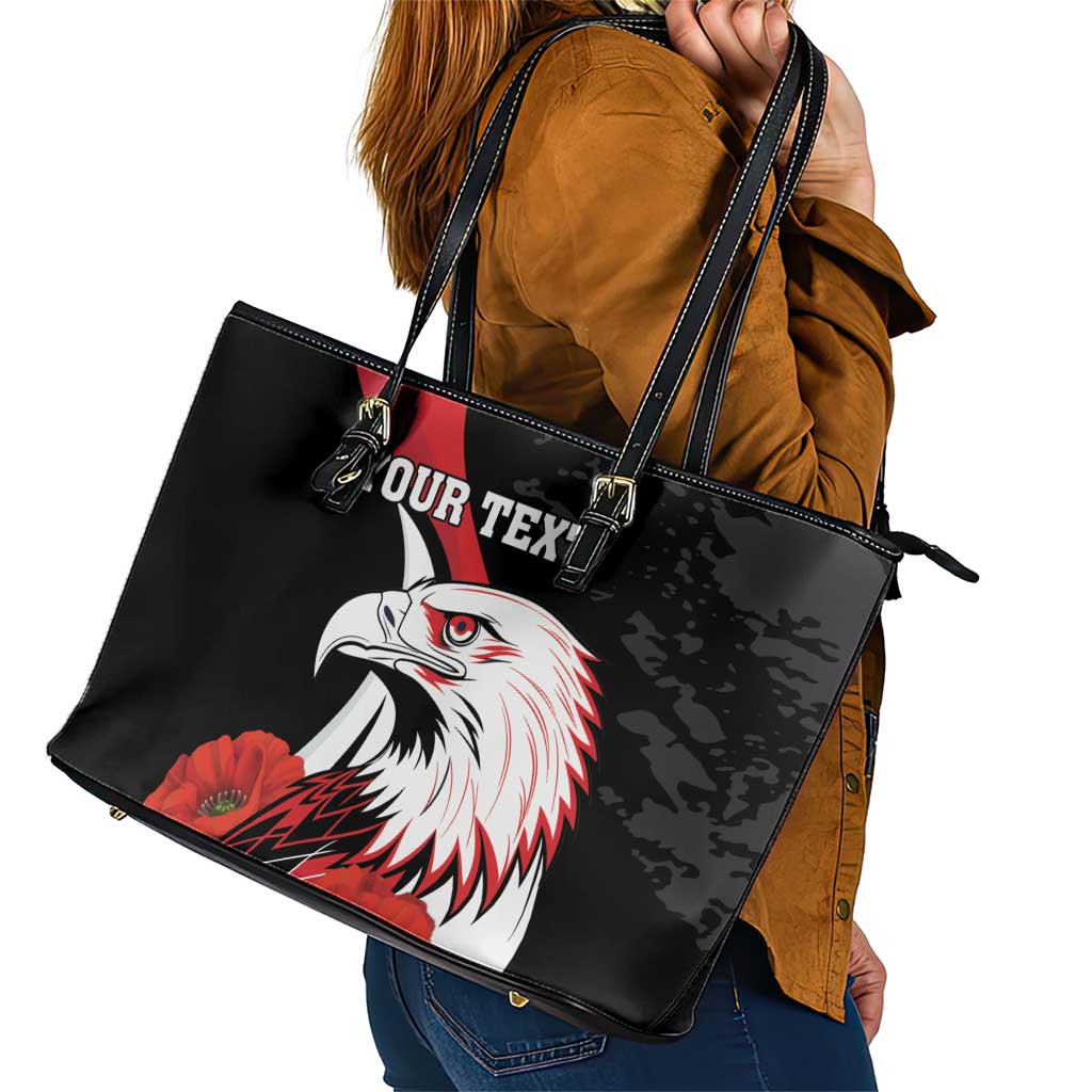 Personalized Poland Eagle Leather Tote Bag Rzeczpospolita Polska Poppy Flower
