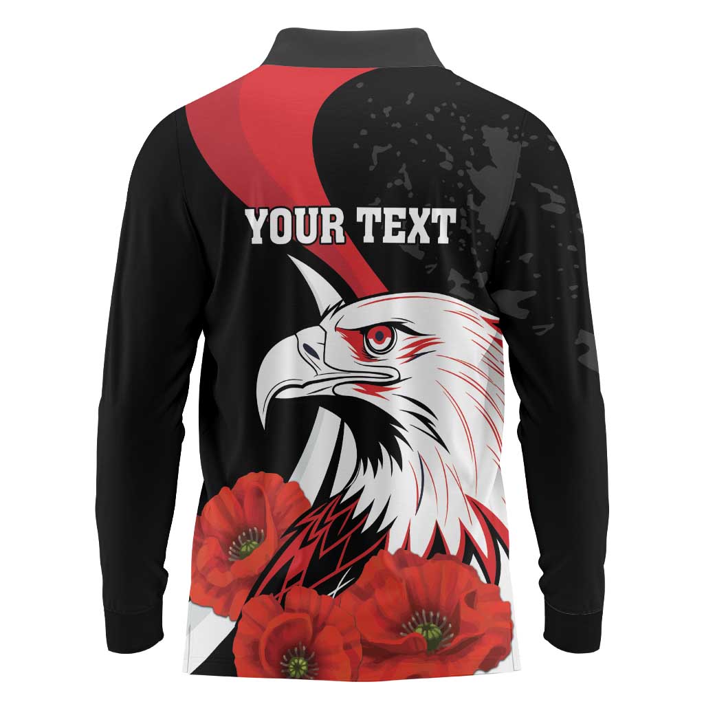 Personalized Poland Eagle Long Sleeve Polo Shirt Rzeczpospolita Polska Poppy Flower