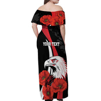 Personalized Poland Eagle Off Shoulder Maxi Dress Rzeczpospolita Polska Poppy Flower
