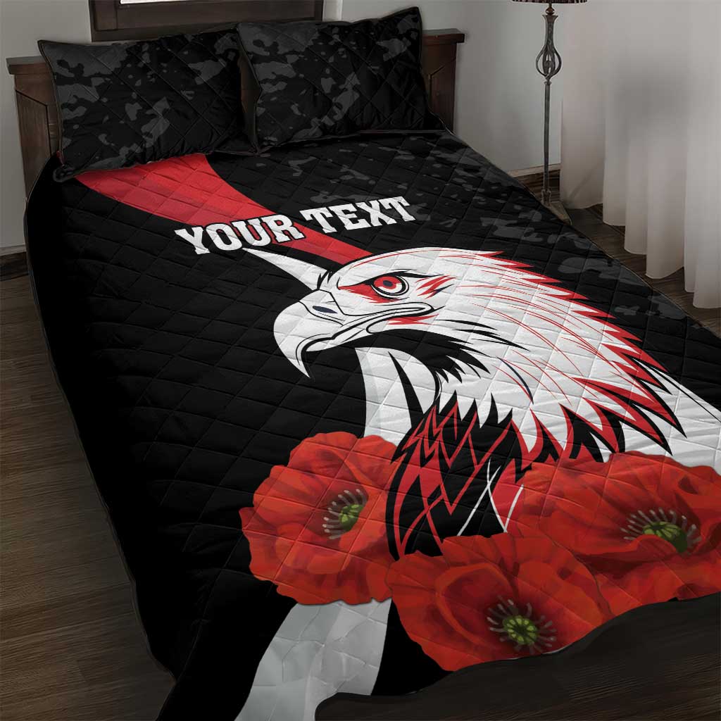 Personalized Poland Eagle Quilt Bed Set Rzeczpospolita Polska Poppy Flower