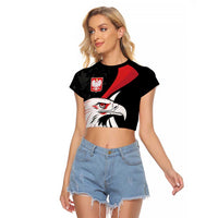 Personalized Poland Eagle Raglan Cropped T Shirt Rzeczpospolita Polska Poppy Flower