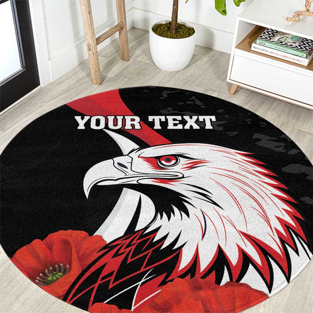 Personalized Poland Eagle Round Carpet Rzeczpospolita Polska Poppy Flower