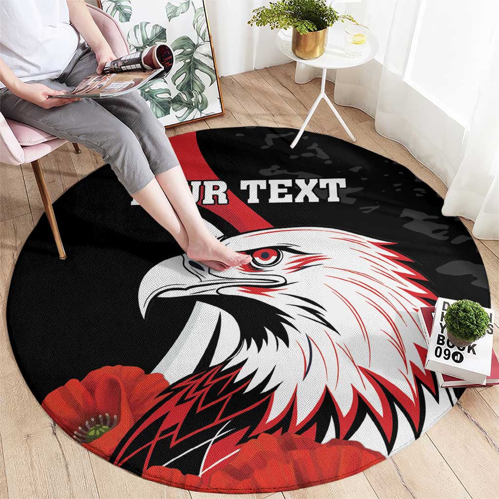 Personalized Poland Eagle Round Carpet Rzeczpospolita Polska Poppy Flower
