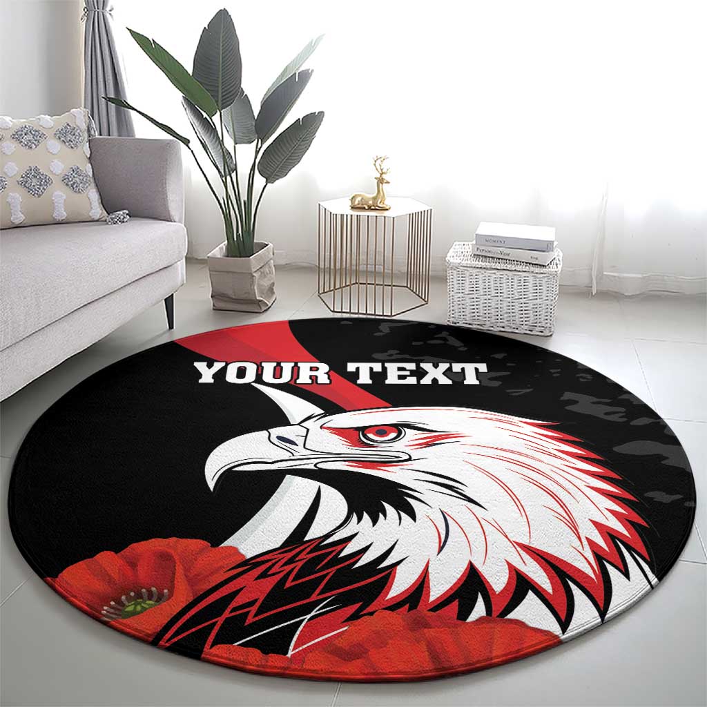Personalized Poland Eagle Round Carpet Rzeczpospolita Polska Poppy Flower