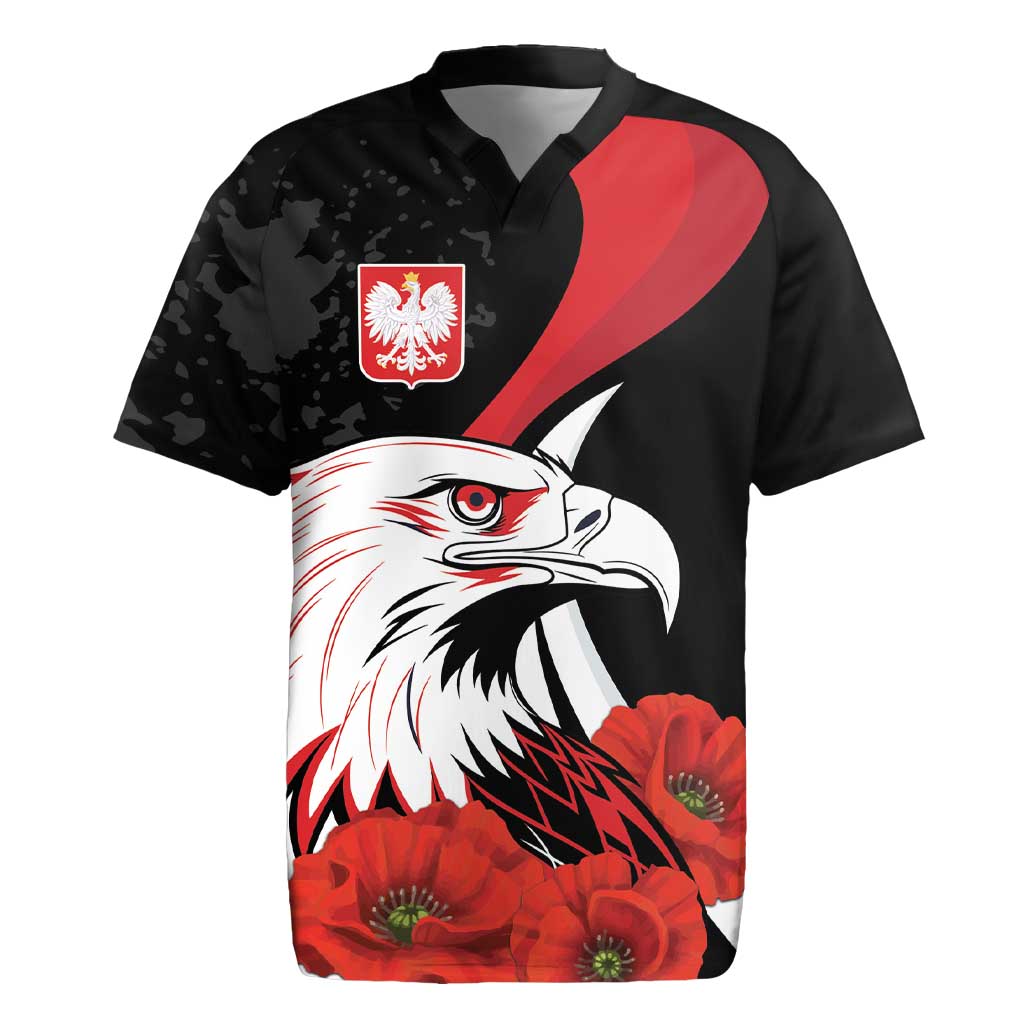 Personalized Poland Eagle Rugby Jersey Rzeczpospolita Polska Poppy Flower