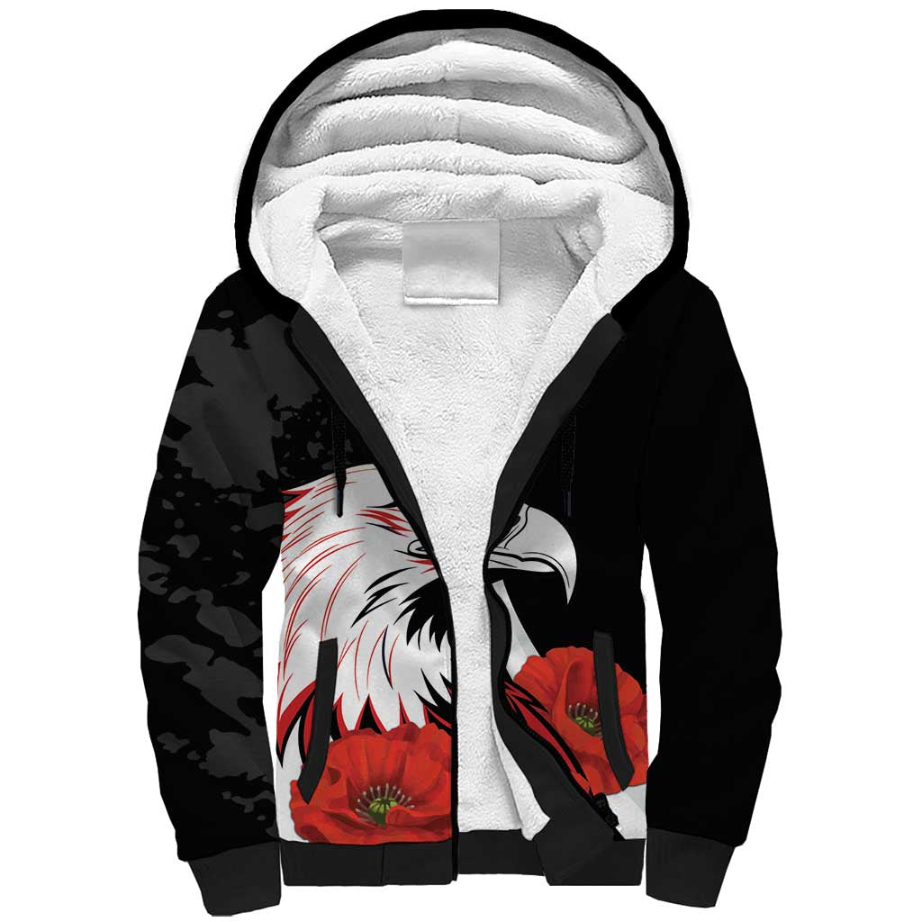 Personalized Poland Eagle Sherpa Hoodie Rzeczpospolita Polska Poppy Flower