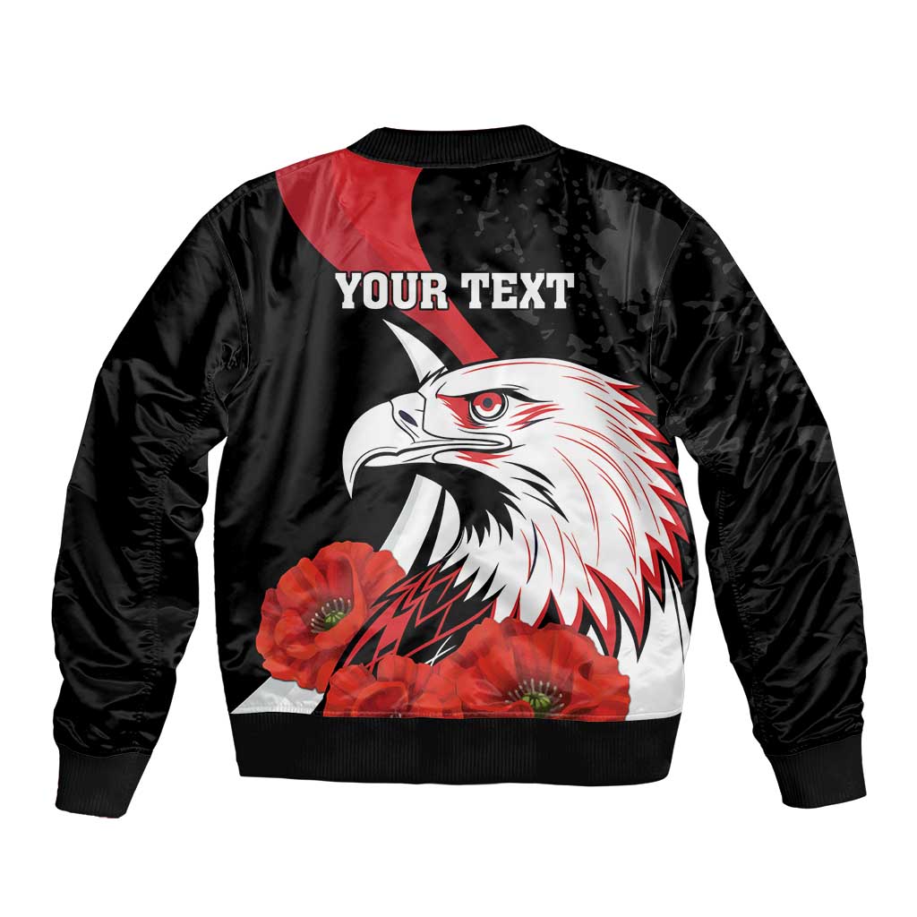 Personalized Poland Eagle Sleeve Zip Bomber Jacket Rzeczpospolita Polska Poppy Flower