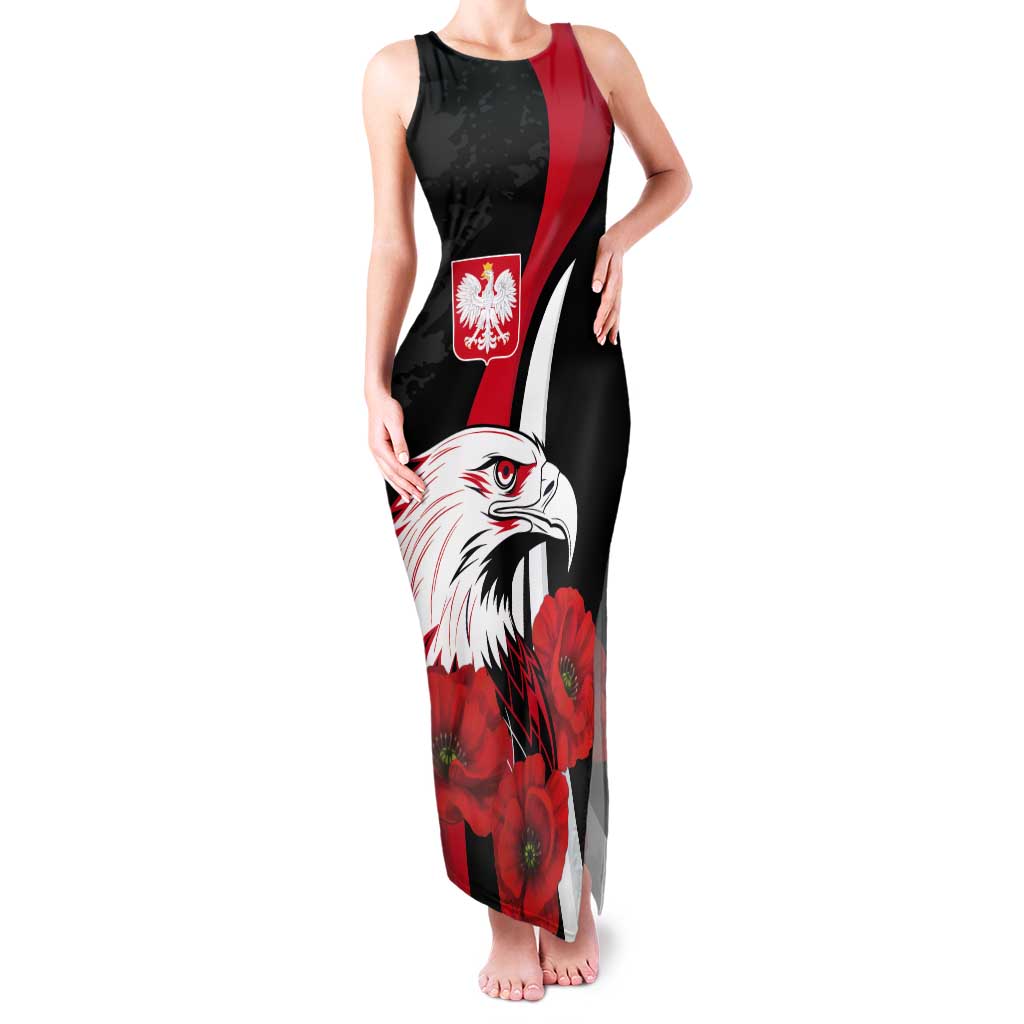 Personalized Poland Eagle Tank Maxi Dress Rzeczpospolita Polska Poppy Flower
